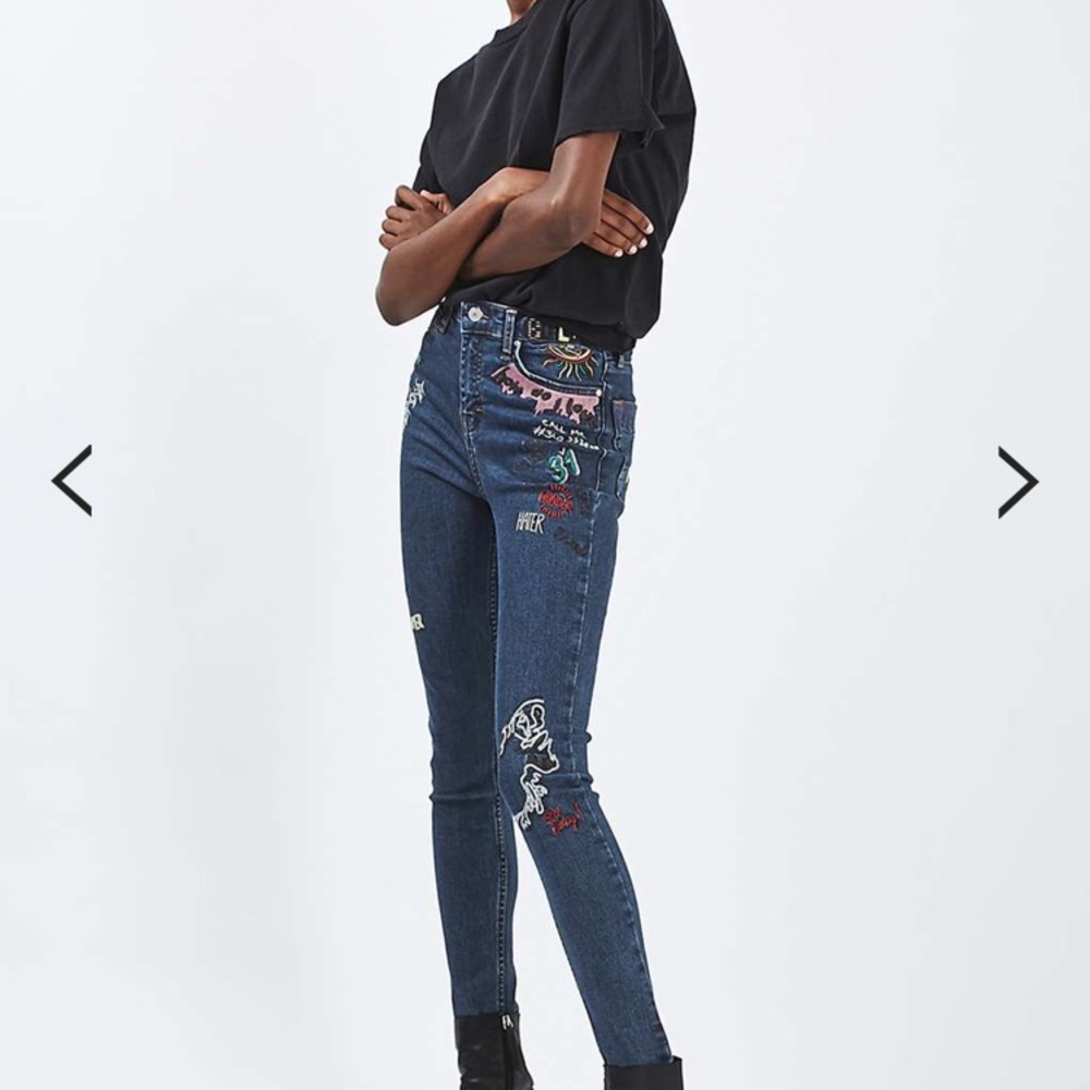TopShop Jamie Scribble Jeans (New)